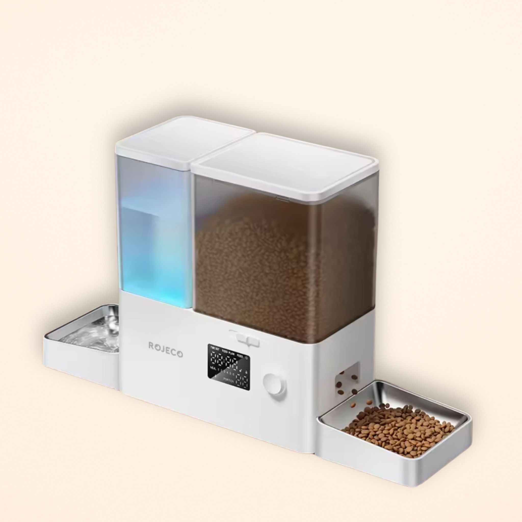 ROJECO 2-in-1 Automatic Feeder Food & Water 5L Smart LCD Display